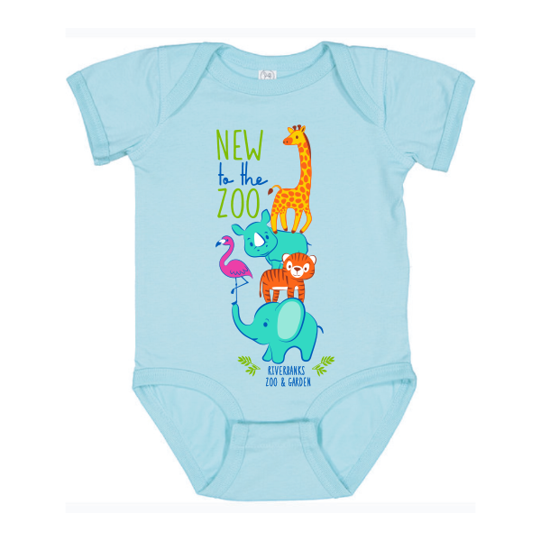 ONESIE NEW TO ZOO STACK BLUE